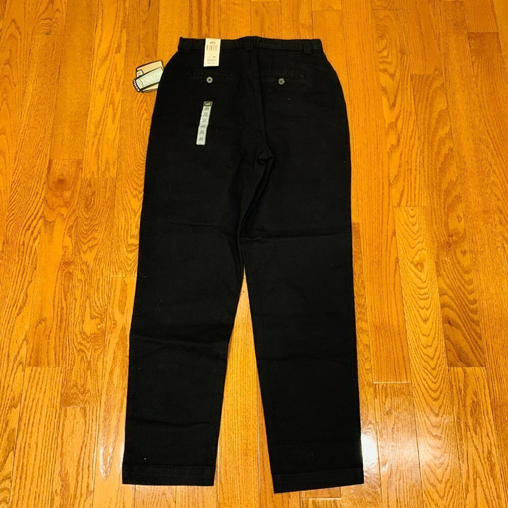 LEE PLAIN FRONT WASHED TWILL TAPERED STRETCH LEG PANTS MISSES SZ 12 -BLACK- NWT - Picture 9 of 16